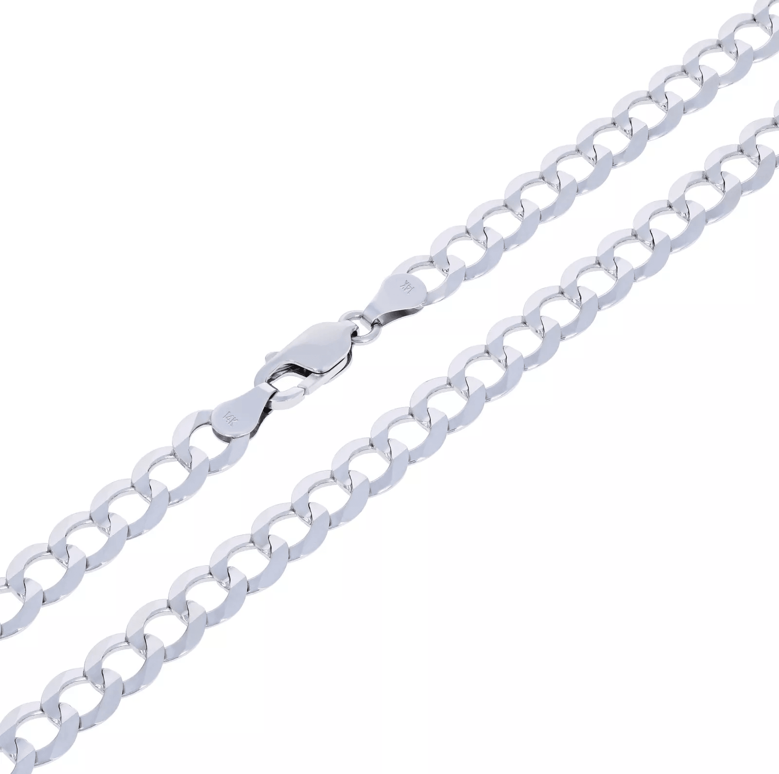 14K White Gold Cuban Necklace Chains Men Women Kids Real Genuine Gold - Jewelry Store by Erik Rayo