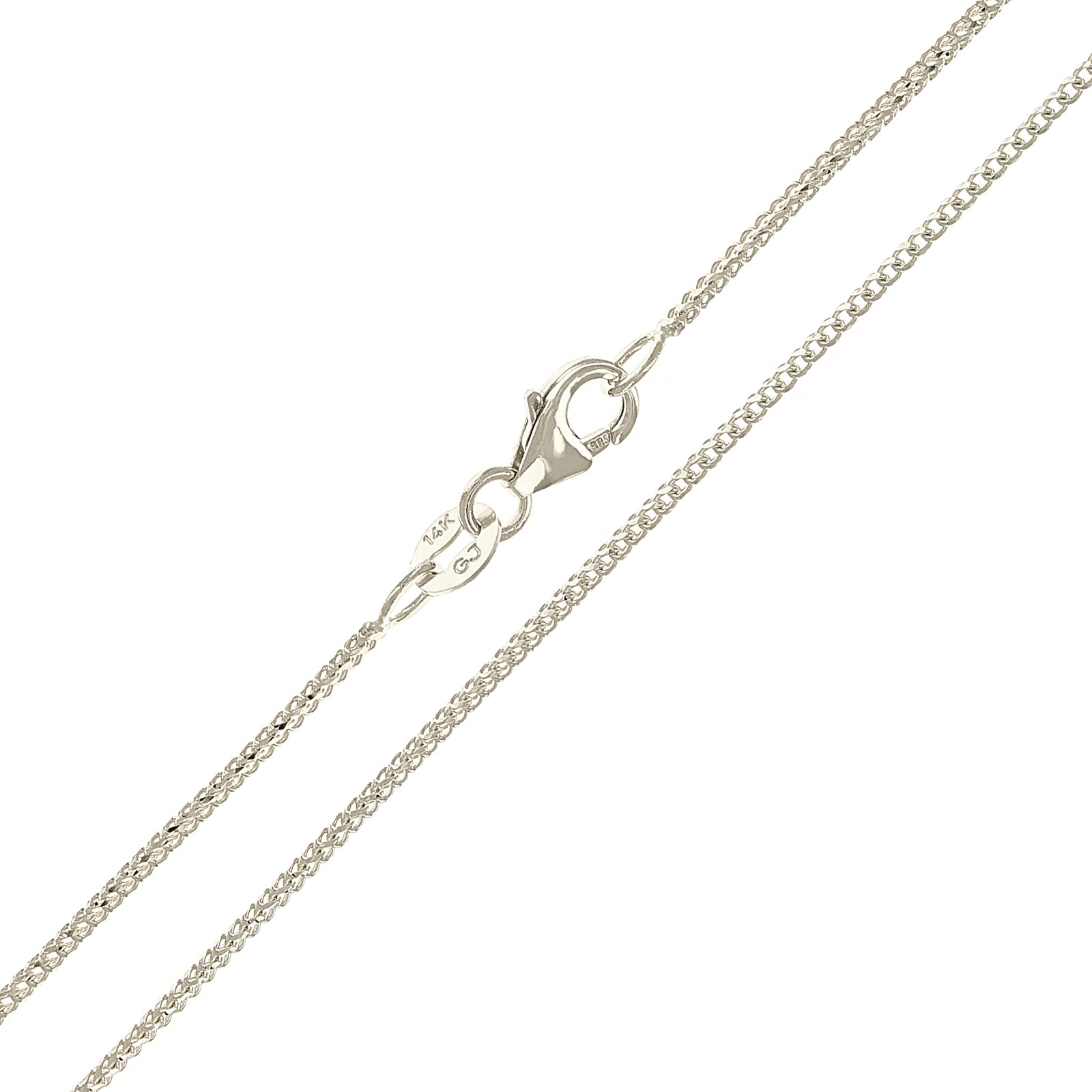 Italian 14k White Gold Solid Diamond Cut Franco Chain Necklace 18" 1.2mm 3.7gram - Jewelry Store by Erik Rayo