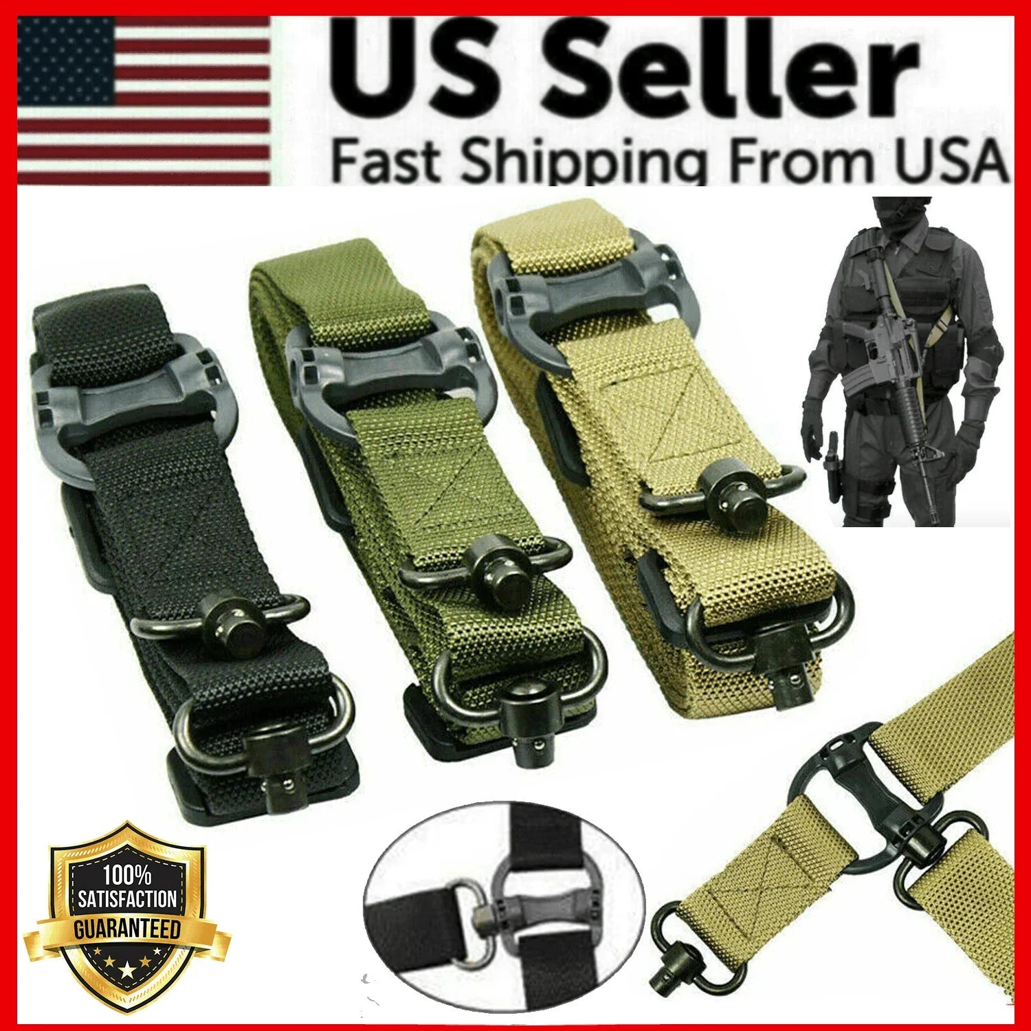 Retro Tactical Adjust Quick Detach QD 1 2 Point Multi Mission 1.2" Rifle Sling - Jewelry Store by Erik Rayo