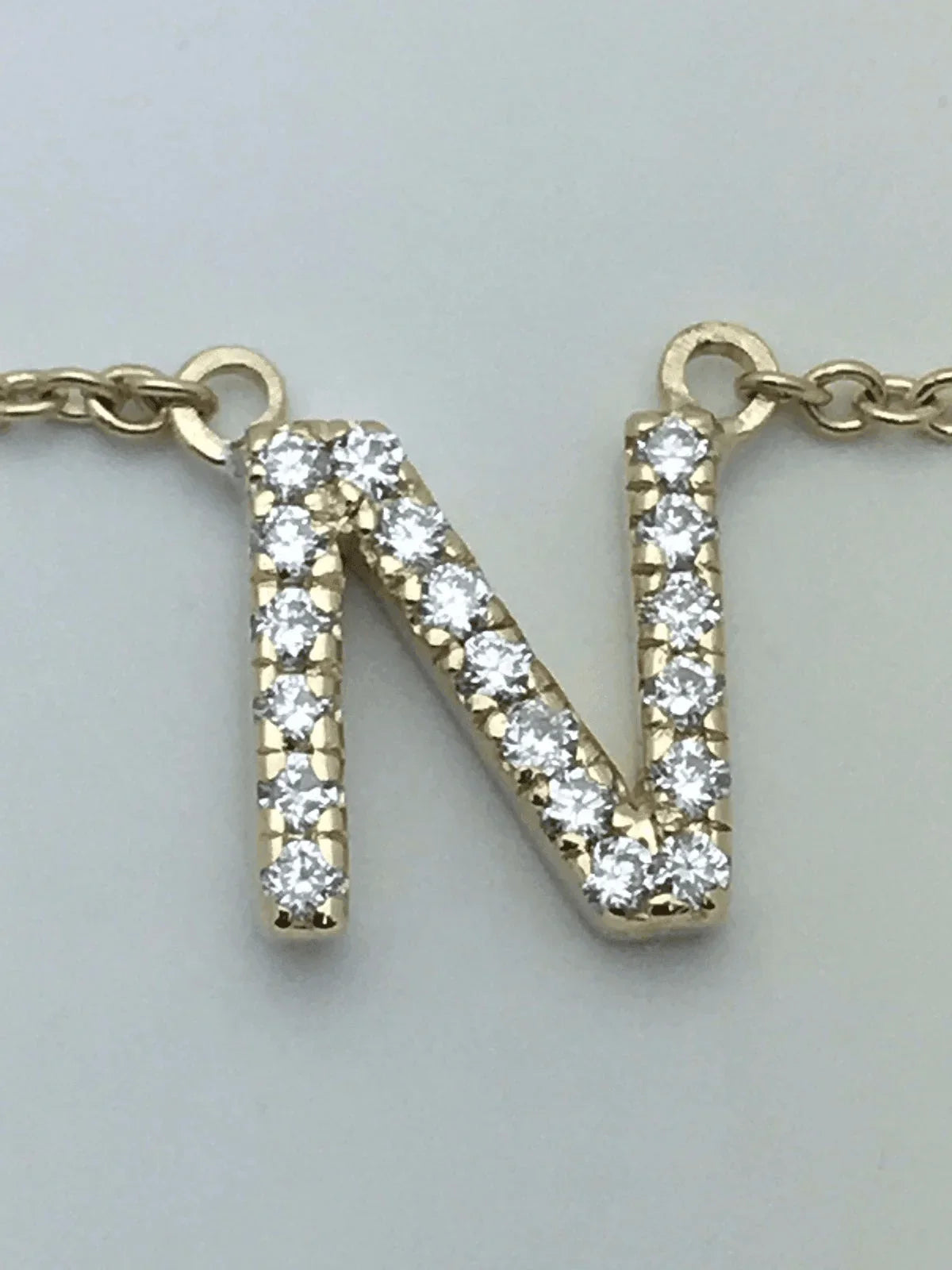 14k Yellow White or Rose Gold Diamond Initial Letter N Pendant Necklace 18" - Jewelry Store by Erik Rayo