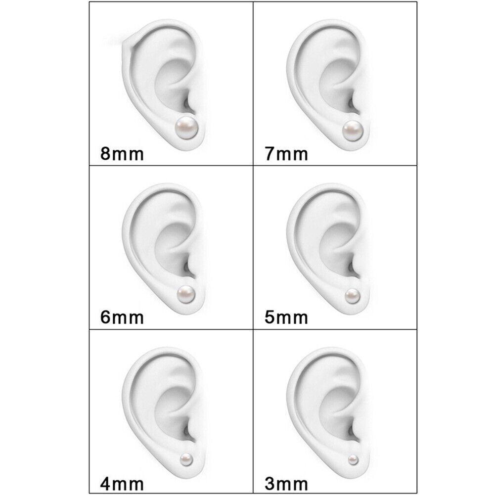 Pearl Earrings 6 Pair Stainless Steel Round for Men Women and Children - Jewelry Store by Erik Rayo