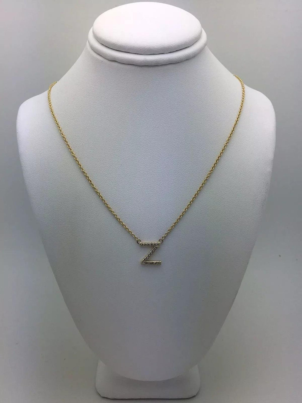 14k Yellow White or Rose Gold Diamond Initial Letter Z Pendant Necklace 18" - Jewelry Store by Erik Rayo