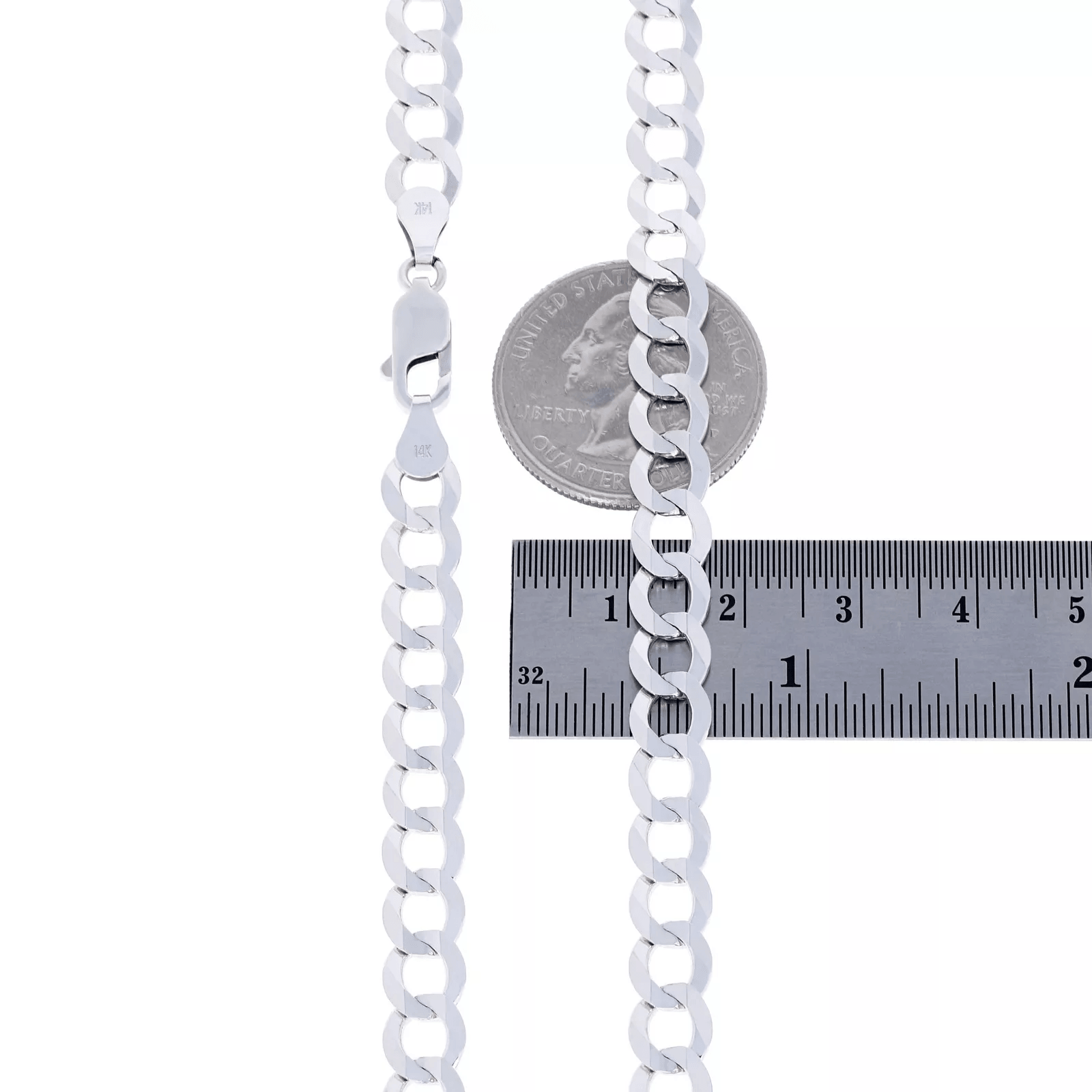 14K White Gold Cuban Necklace Chains Men Women Kids Real Genuine Gold - Jewelry Store by Erik Rayo