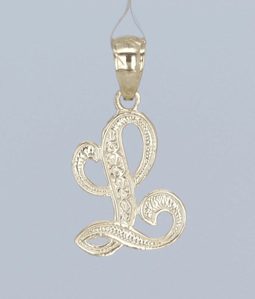 14k Yellow or White Gold Initial Letter L Alphabet A-Z Charm Pendant - Jewelry Store by Erik Rayo