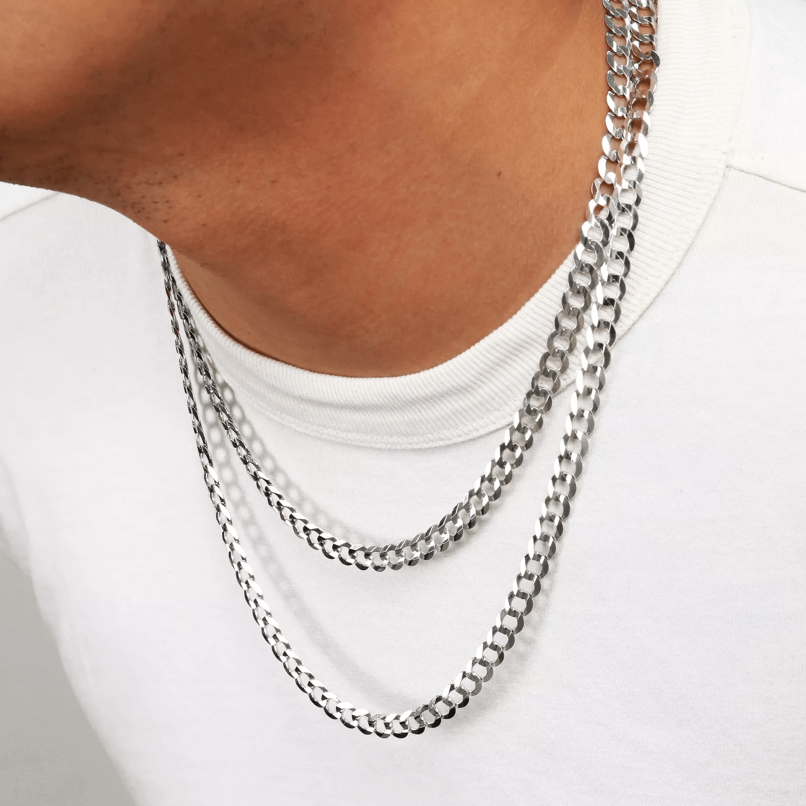 14K White Gold Cuban Necklace Chains Men Women Kids Real Genuine Gold - Jewelry Store by Erik Rayo