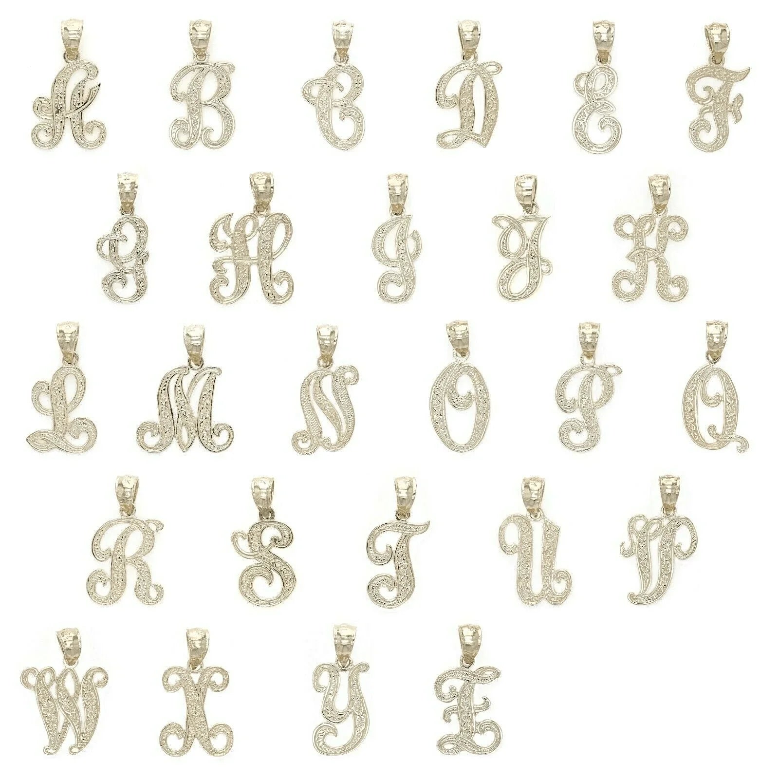 14k Yellow or White Gold Initial Letter I Alphabet A-Z Charm Pendant - Jewelry Store by Erik Rayo