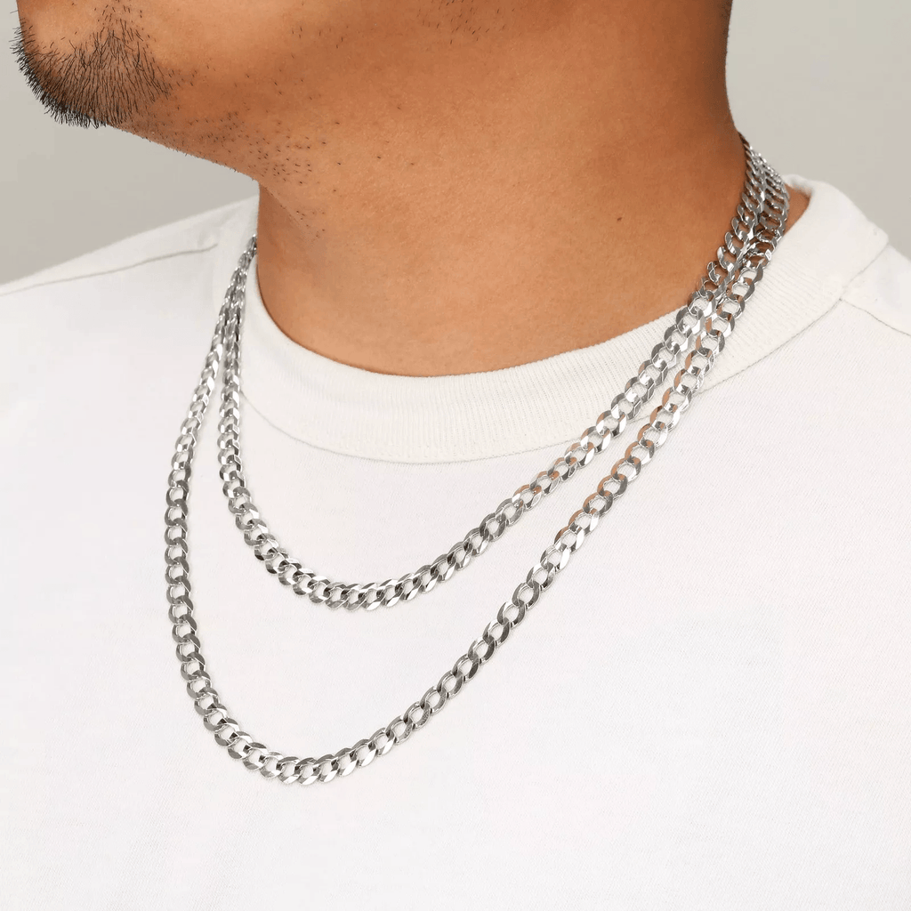 14K White Gold Cuban Necklace Chains Men Women Kids Real Genuine Gold - Jewelry Store by Erik Rayo