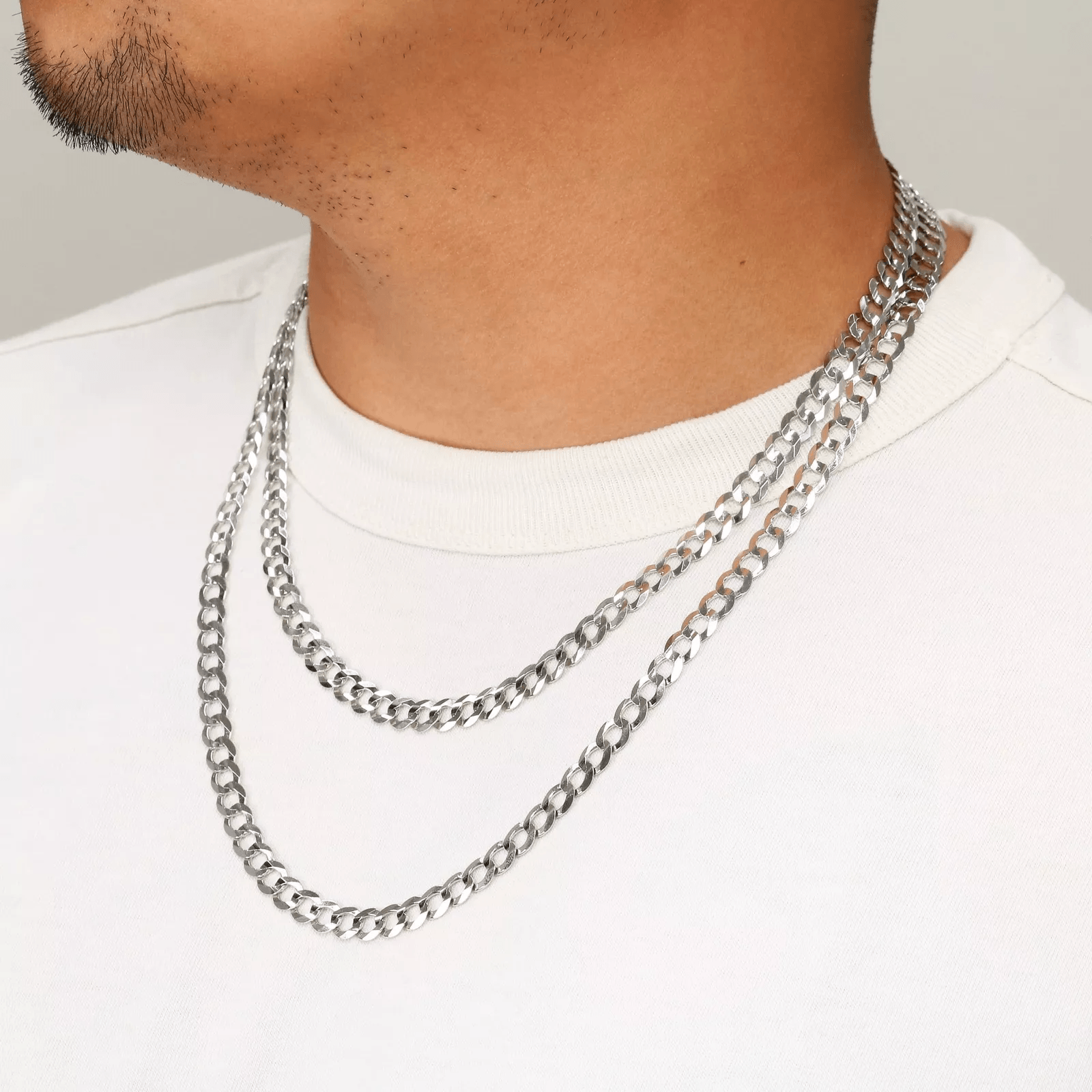14K White Gold Cuban Necklace Chains Men Women Kids Real Genuine Gold - Jewelry Store by Erik Rayo