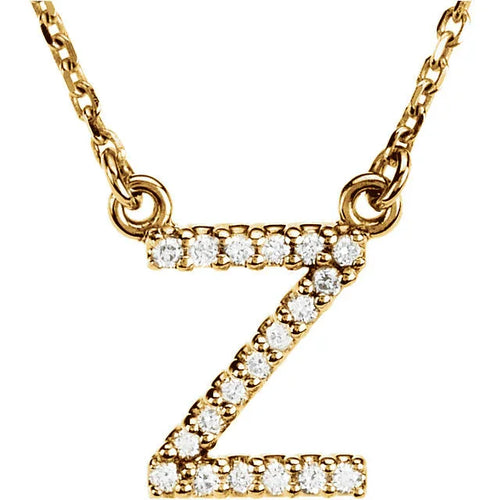 14k Yellow White or Rose Gold Diamond Initial Letter Z Pendant Necklace 18" - Jewelry Store by Erik Rayo