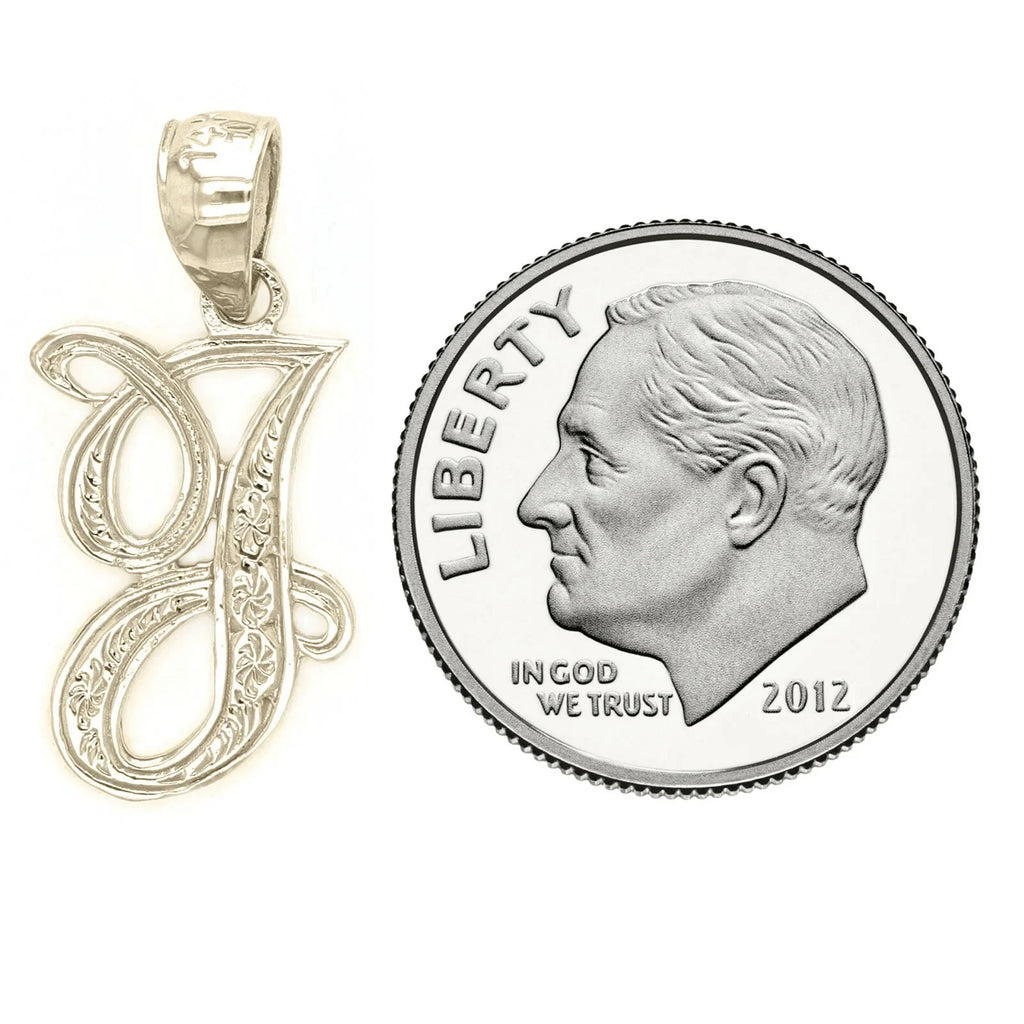 14k Yellow or White Gold Initial Letter J Alphabet A-Z Charm Pendant - Jewelry Store by Erik Rayo