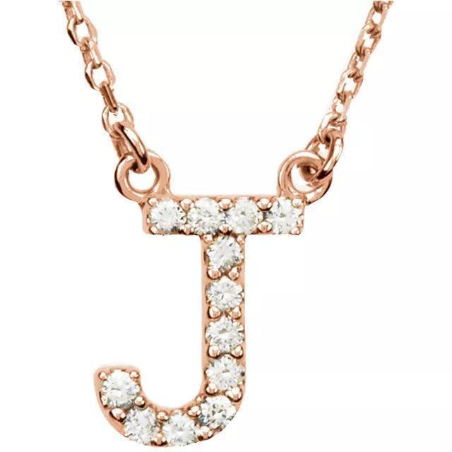 14k Yellow White or Rose Gold Diamond Initial Letter J Pendant Necklace 18" - Jewelry Store by Erik Rayo