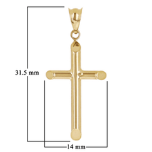 Load image into Gallery viewer, Italian 14k Yellow Gold Hollow High Polish Plain Cross Charm Pendant 1.2&quot; 0.7g
