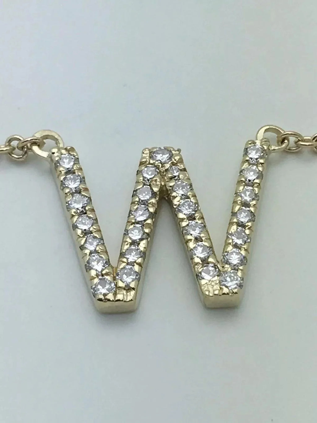 14k Yellow White or Rose Gold Diamond Initial Letter "W" Pendant Necklace 18" - Jewelry Store by Erik Rayo