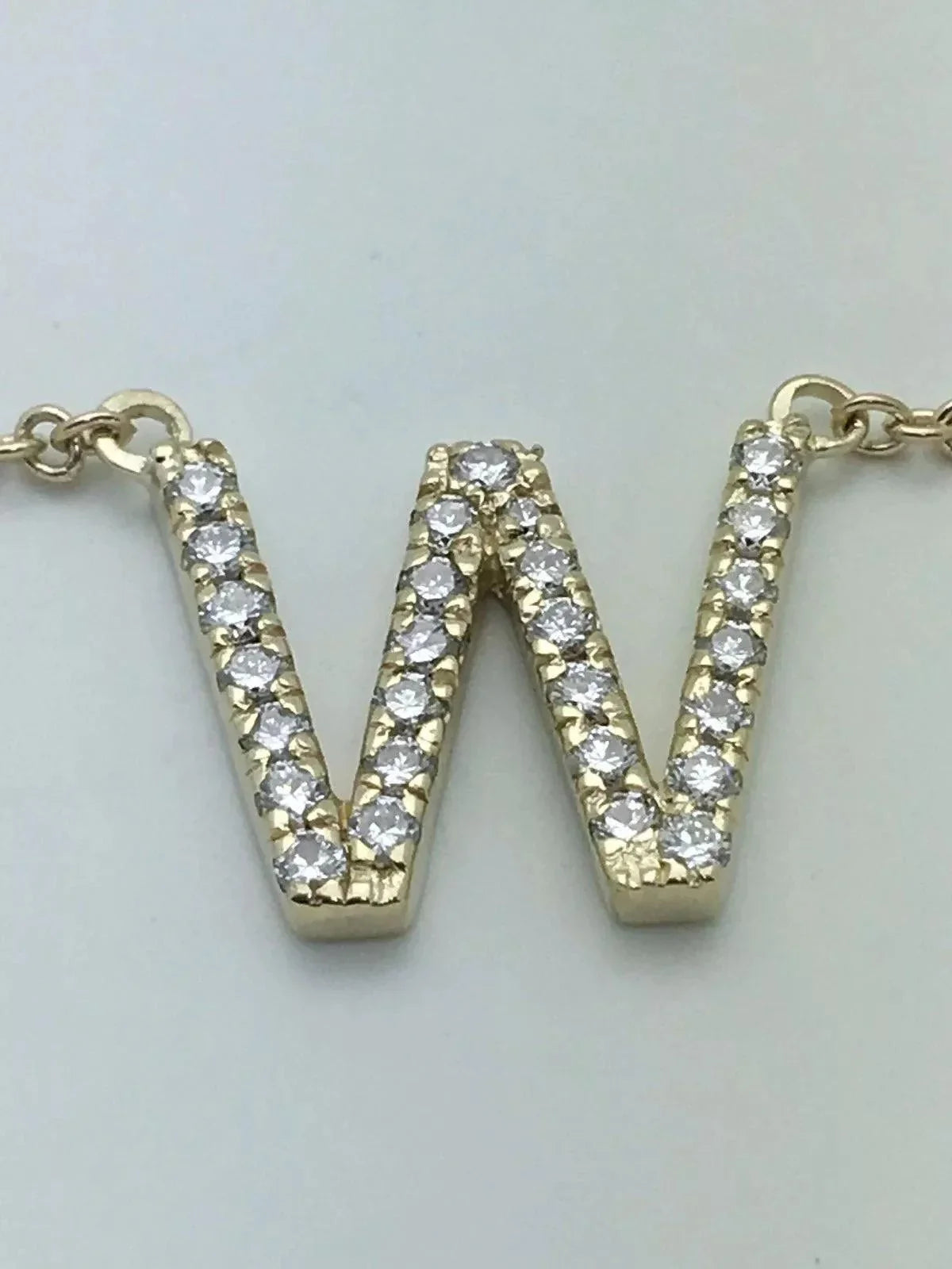 14k Yellow White or Rose Gold Diamond Initial Letter "W" Pendant Necklace 18" - Jewelry Store by Erik Rayo