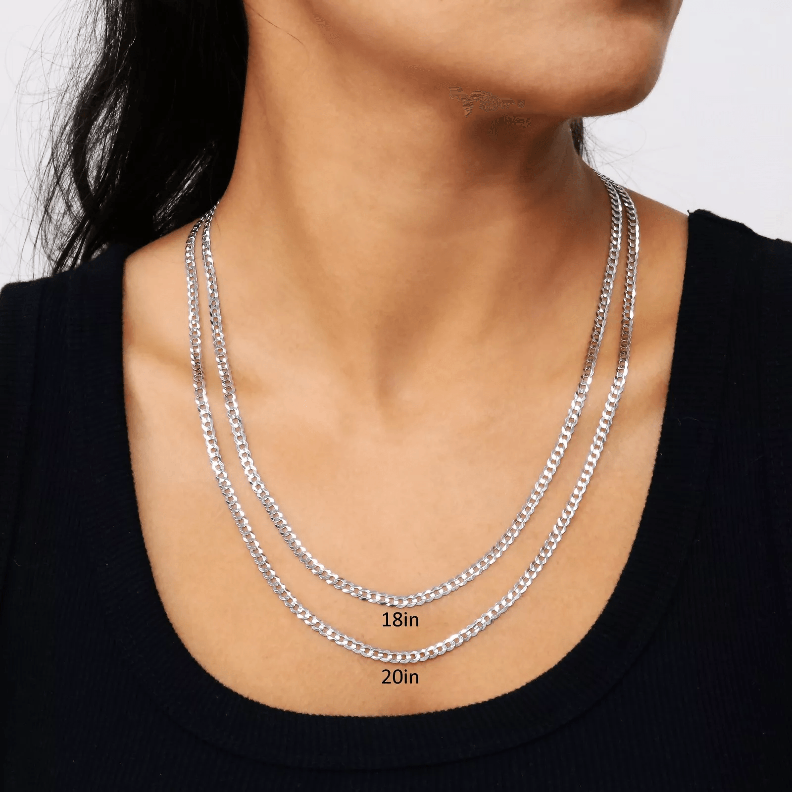 14K White Gold Cuban Necklace Chains Men Women Kids Real Genuine Gold - Jewelry Store by Erik Rayo