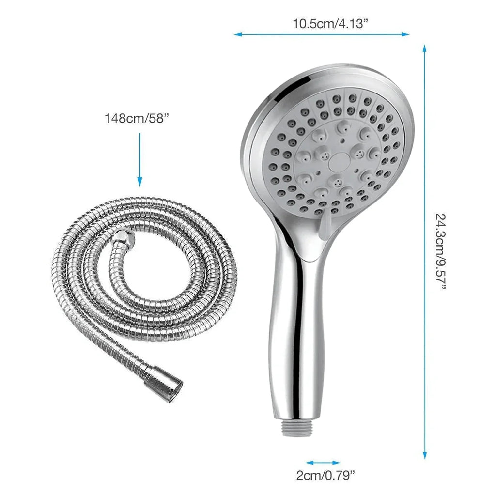 High Pressure Shower Head 5 Settings Handheld Shower Heads Spray With 5 FT Hose - Jewelry Store by Erik Rayo