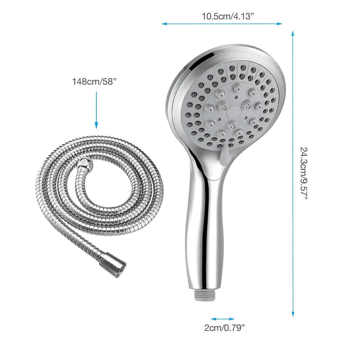 High Pressure Shower Head 5 Settings Handheld Shower Heads Spray With 5 FT Hose - Jewelry Store by Erik Rayo