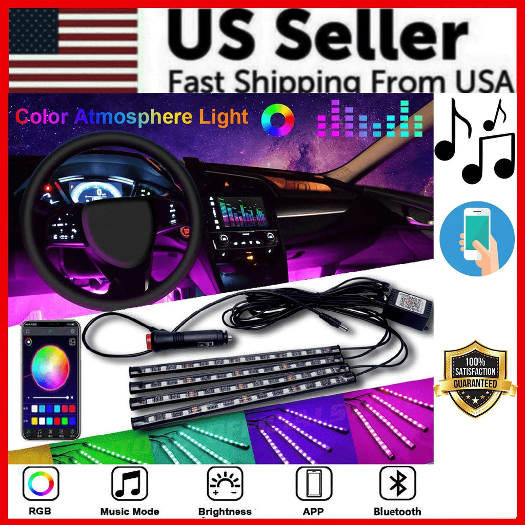 4X 48LED RGB Car Interior Atmosphere Light Strip Bar Bluetooth APP Music Control - Jewelry Store by Erik Rayo