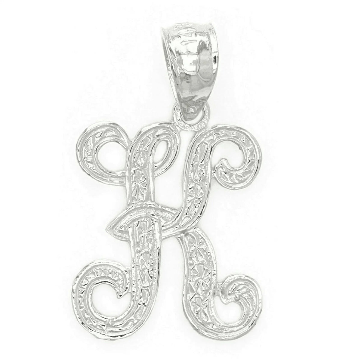 14k Yellow or White Gold Initial Letter K Alphabet A-Z Charm Pendant - Jewelry Store by Erik Rayo