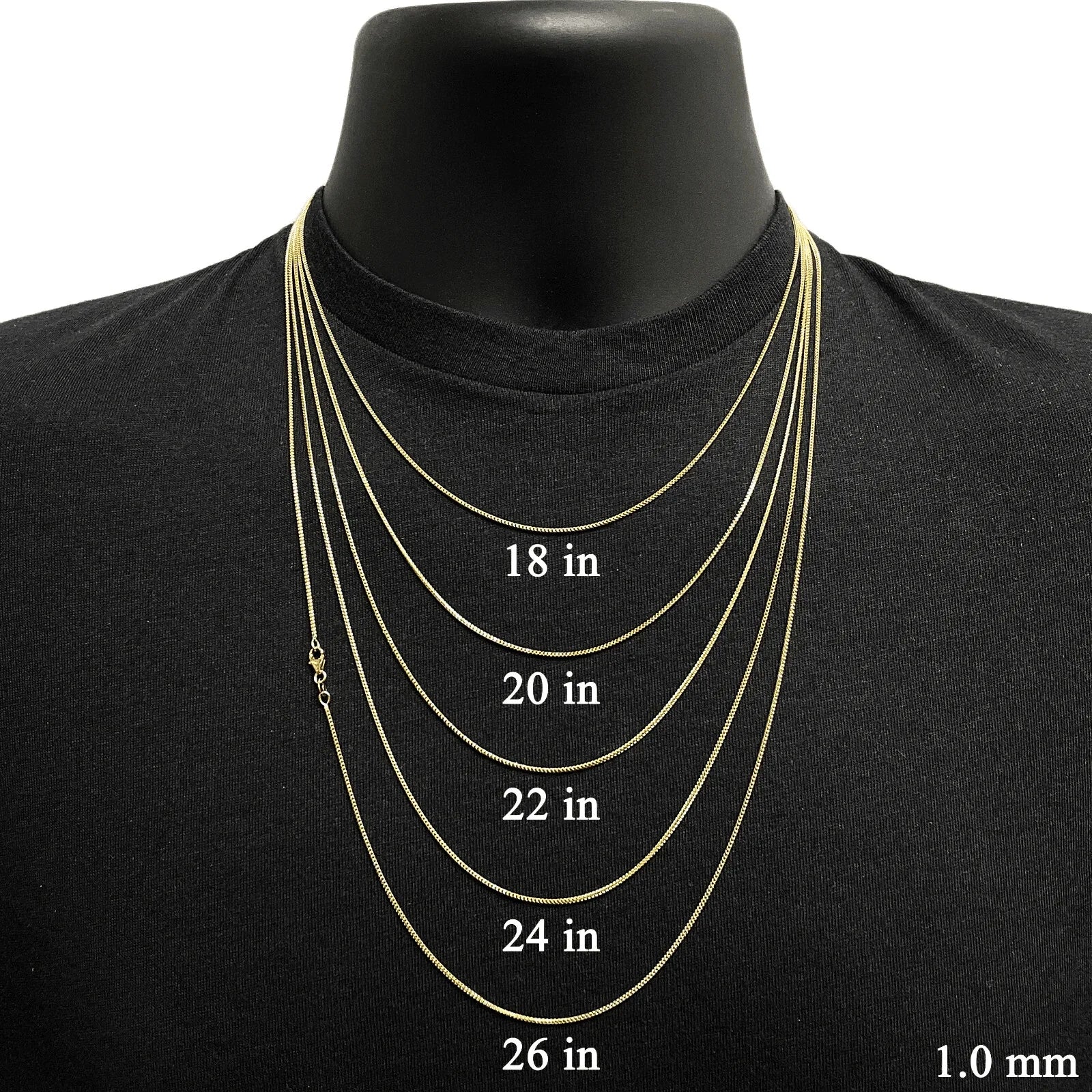 Italian 14k Yellow Gold Solid Diamond Cut Franco Chain Necklace 20" 1mm 2.9grams - Jewelry Store by Erik Rayo
