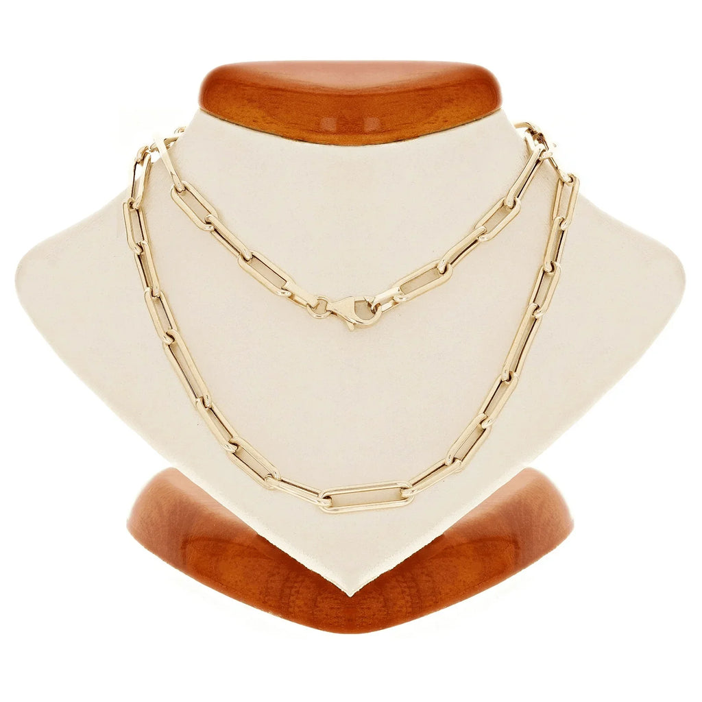 Italian 14k Yellow Gold Hollow Paper Clip Chain Necklace 19.75" 4mm 6.7 grams - Jewelry Store by Erik Rayo