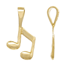 Load image into Gallery viewer, 14k Yellow Gold Solid Musical Note 8th Music Note Charm Pendant 0.4 gram
