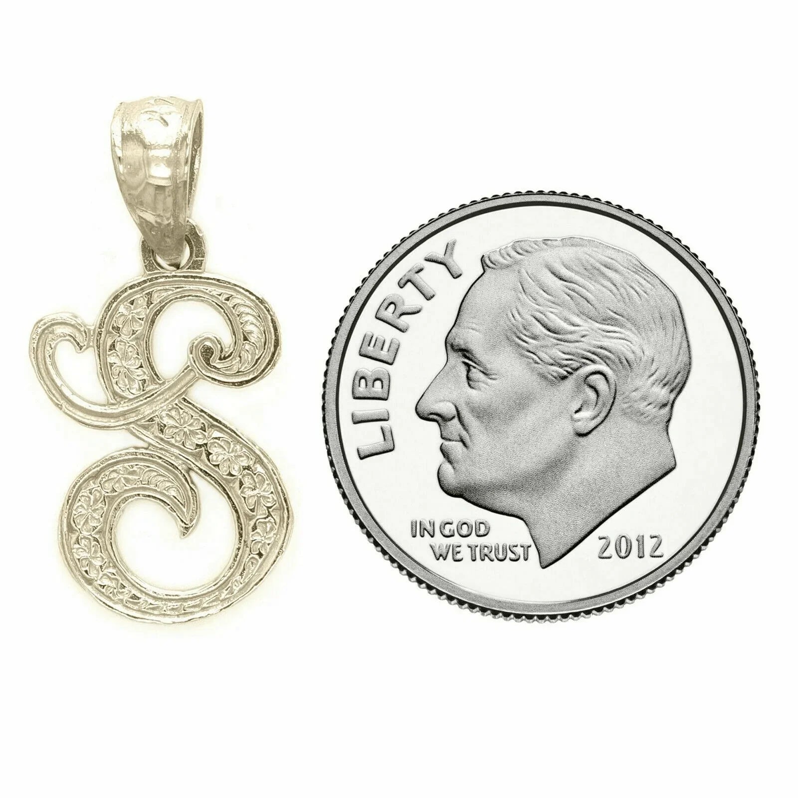 14k Yellow or White Gold Initial Letter S Alphabet A-Z Charm Pendant - Jewelry Store by Erik Rayo