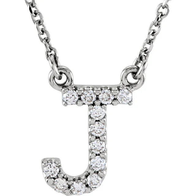 14k Yellow White or Rose Gold Diamond Initial Letter J Pendant Necklace 18" - Jewelry Store by Erik Rayo