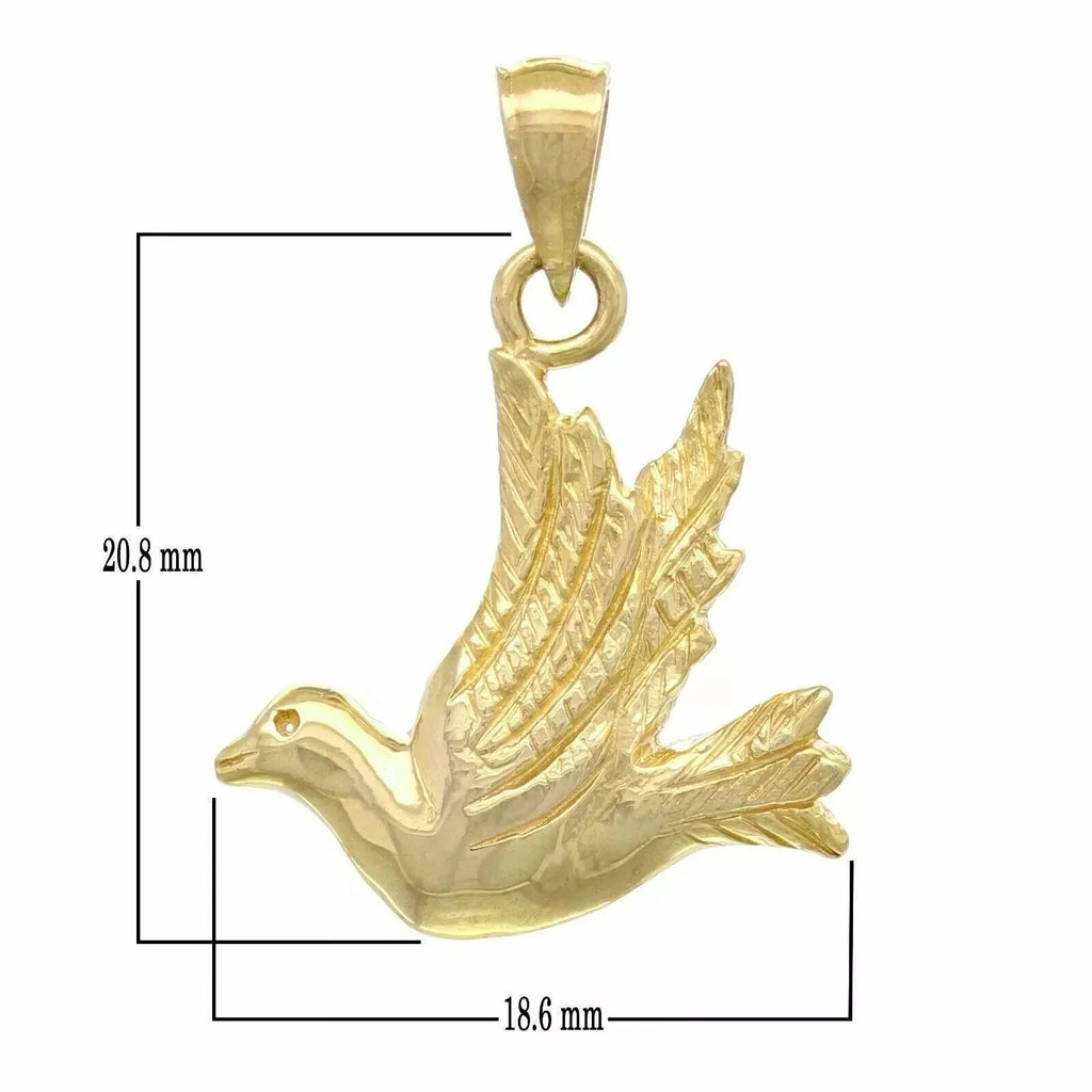 14k Yellow White or Rose Gold Flying Dove Bird Charm Pendant - Jewelry Store by Erik Rayo