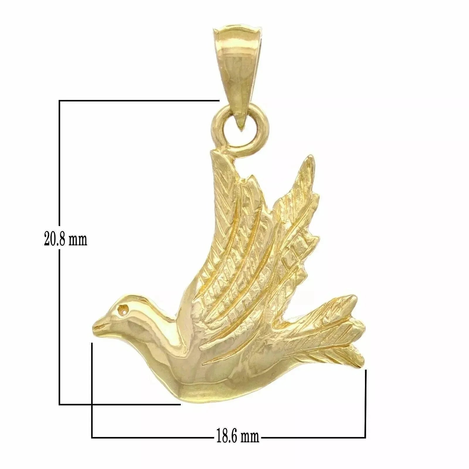 14k Yellow White or Rose Gold Flying Dove Bird Charm Pendant - Jewelry Store by Erik Rayo