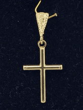 Load image into Gallery viewer, 14k Yellow Gold Solid Plain High Polish Cross Religious Charm Pendant 0.9gram
