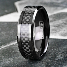 Load image into Gallery viewer, Wedding Band Ring for Men Black Tungsten Carbide Ring Black Carbon Fiber
