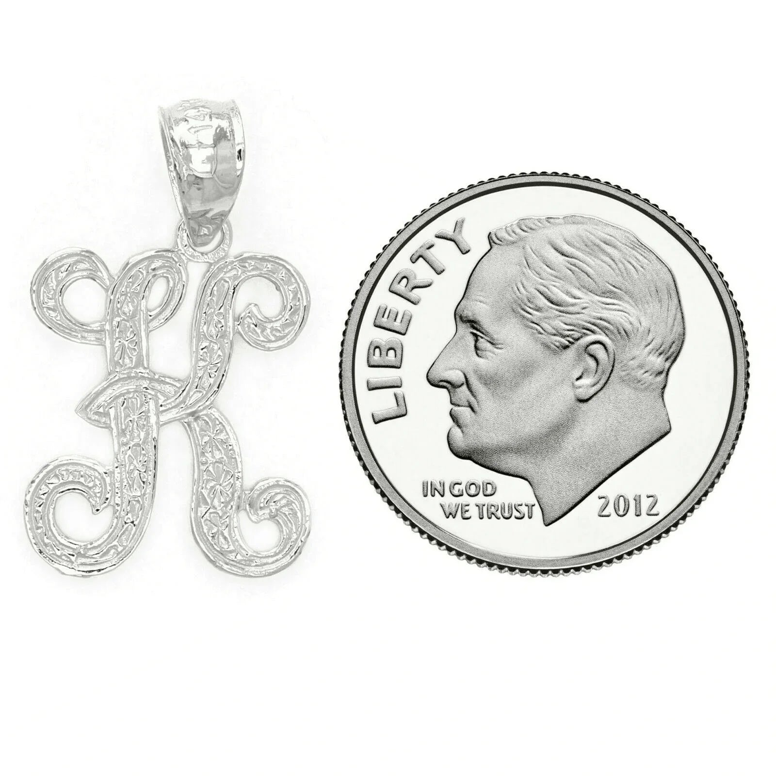 14k Yellow or White Gold Initial Letter K Alphabet A-Z Charm Pendant - Jewelry Store by Erik Rayo