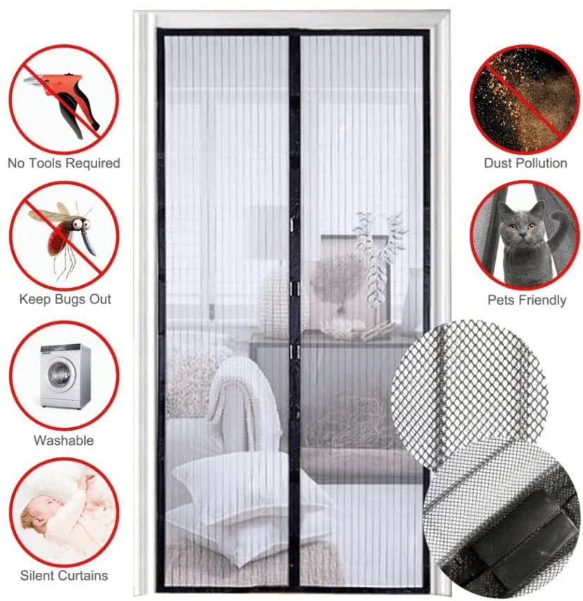 Magnetic Screen Door Mesh Curtain Durable Heavy Duty Mosquito Net Bug Hands Free - Jewelry Store by Erik Rayo