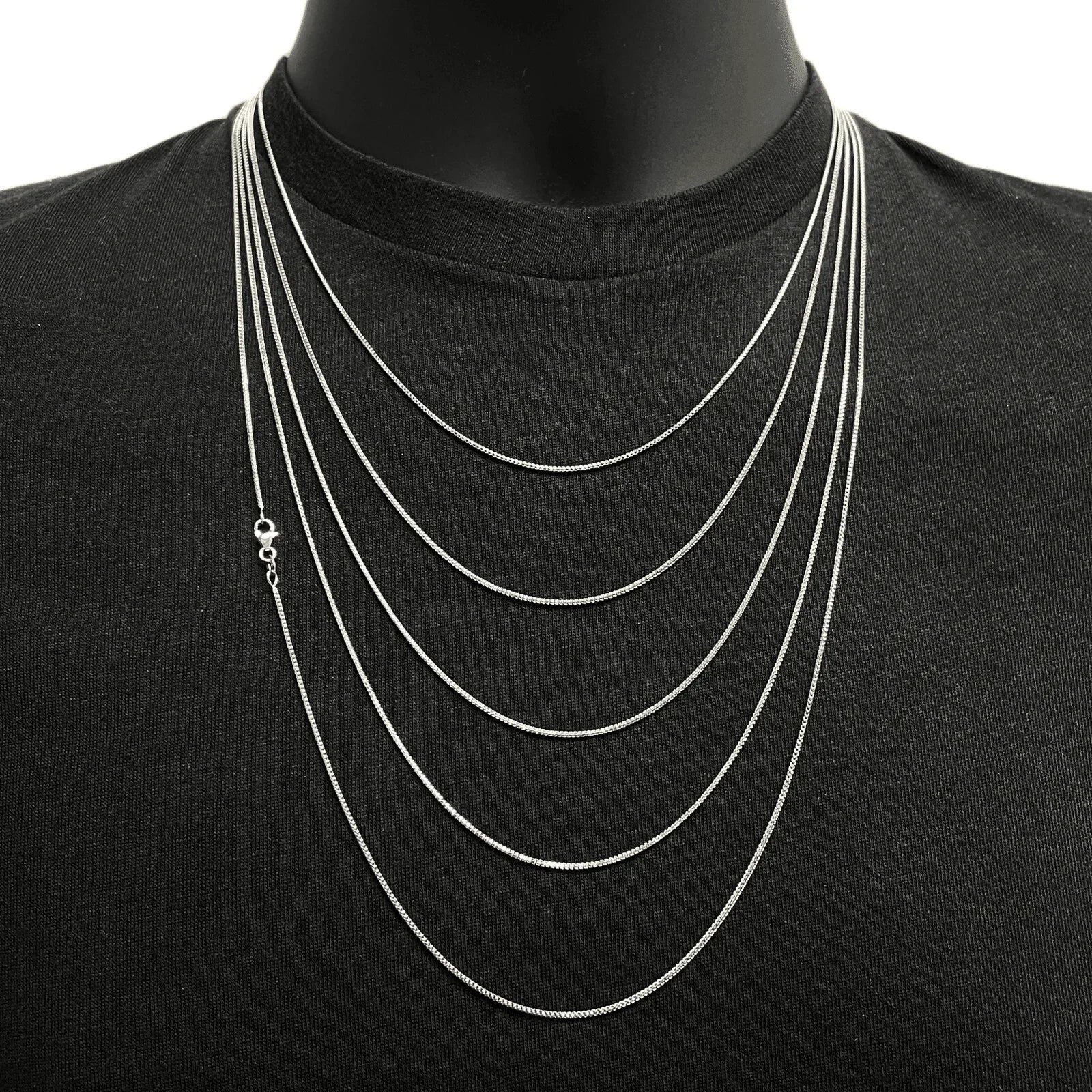 Italian 14k White Gold Solid Diamond Cut Franco Chain Necklace 20" 1mm 2.9 grams - Jewelry Store by Erik Rayo