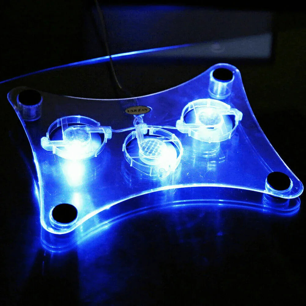 3 Fans USB Cooler Cooling Pad Stand LED Light Radiator For Laptop PC Notebook - Jewelry Store by Erik Rayo