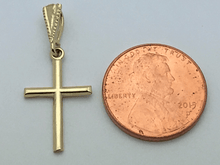 Load image into Gallery viewer, 14k Yellow Gold Solid Plain High Polish Cross Religious Charm Pendant 0.9gram
