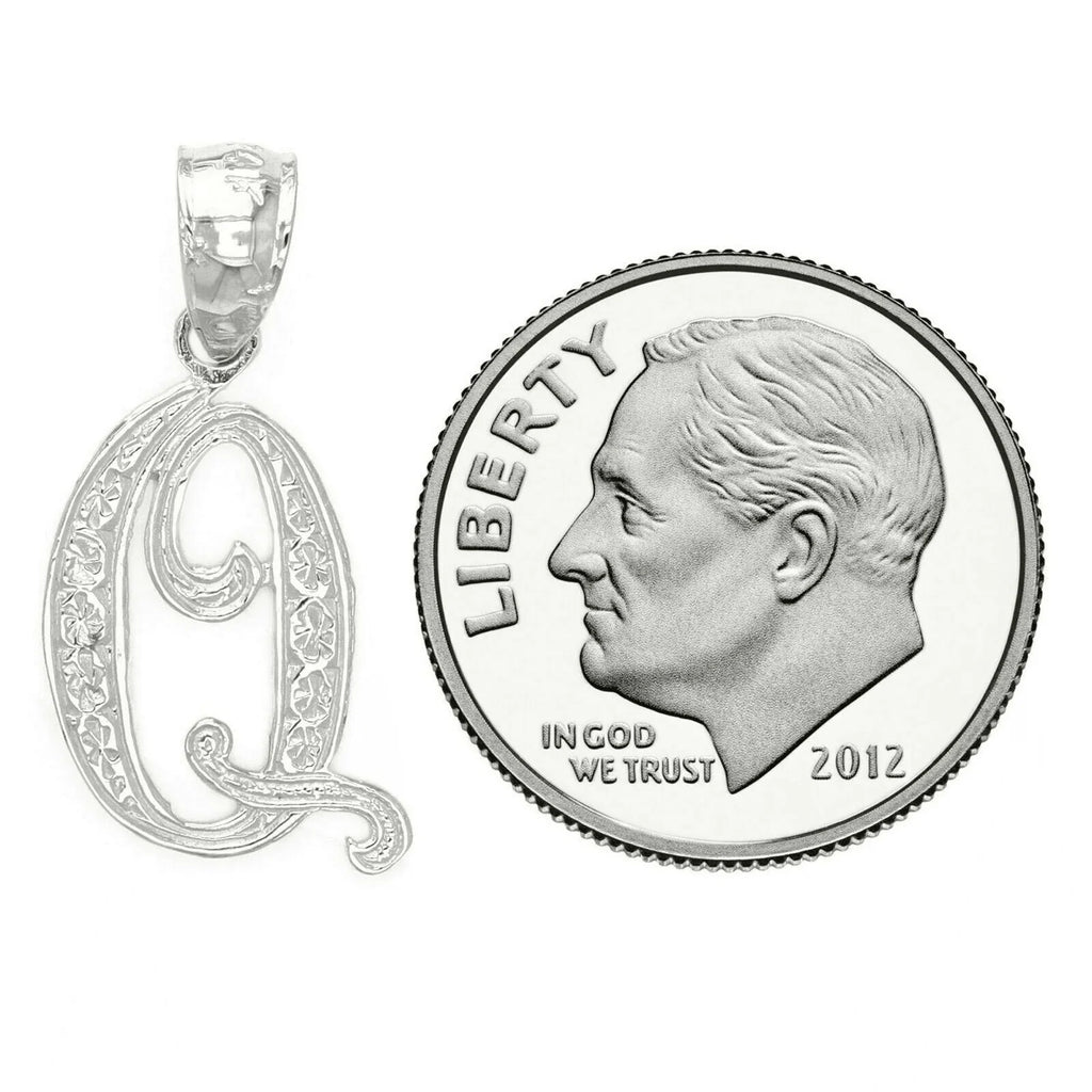 14k Yellow or White Gold Initial Letter Q Alphabet A-Z Charm Pendant - Jewelry Store by Erik Rayo