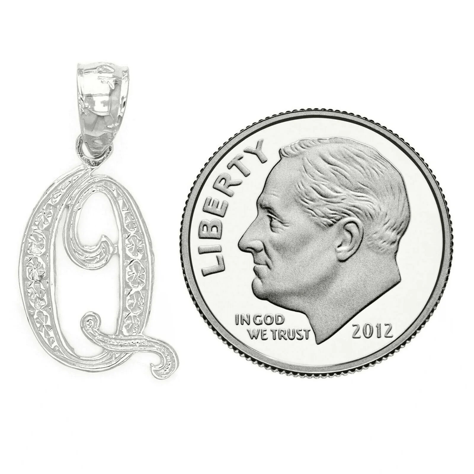 14k Yellow or White Gold Initial Letter Q Alphabet A-Z Charm Pendant - Jewelry Store by Erik Rayo