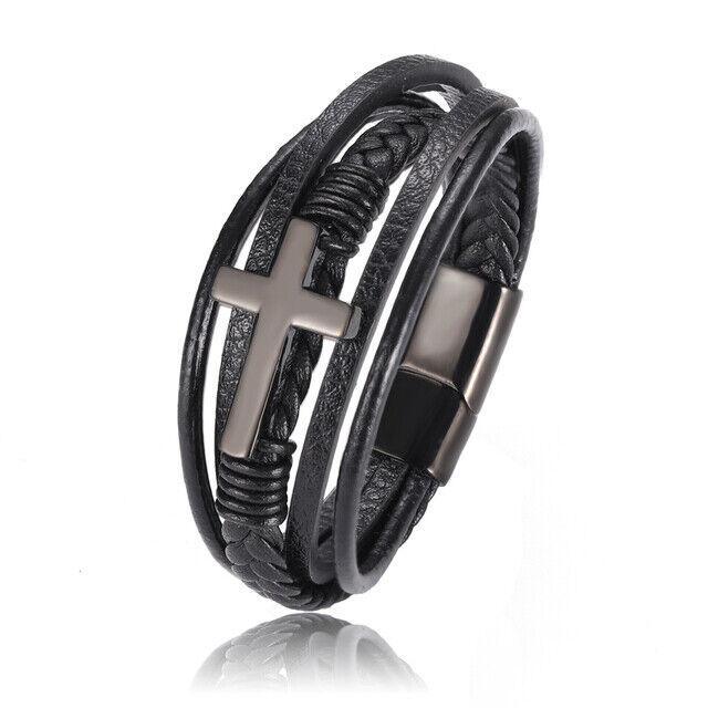 Leather Cross Bracelets Jesus Christian Symbol - Jewelry Store by Erik Rayo