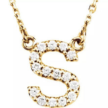 Load image into Gallery viewer, 14k Yellow White or Rose Gold Diamond Initial Letter S Pendant Necklace 18&quot;
