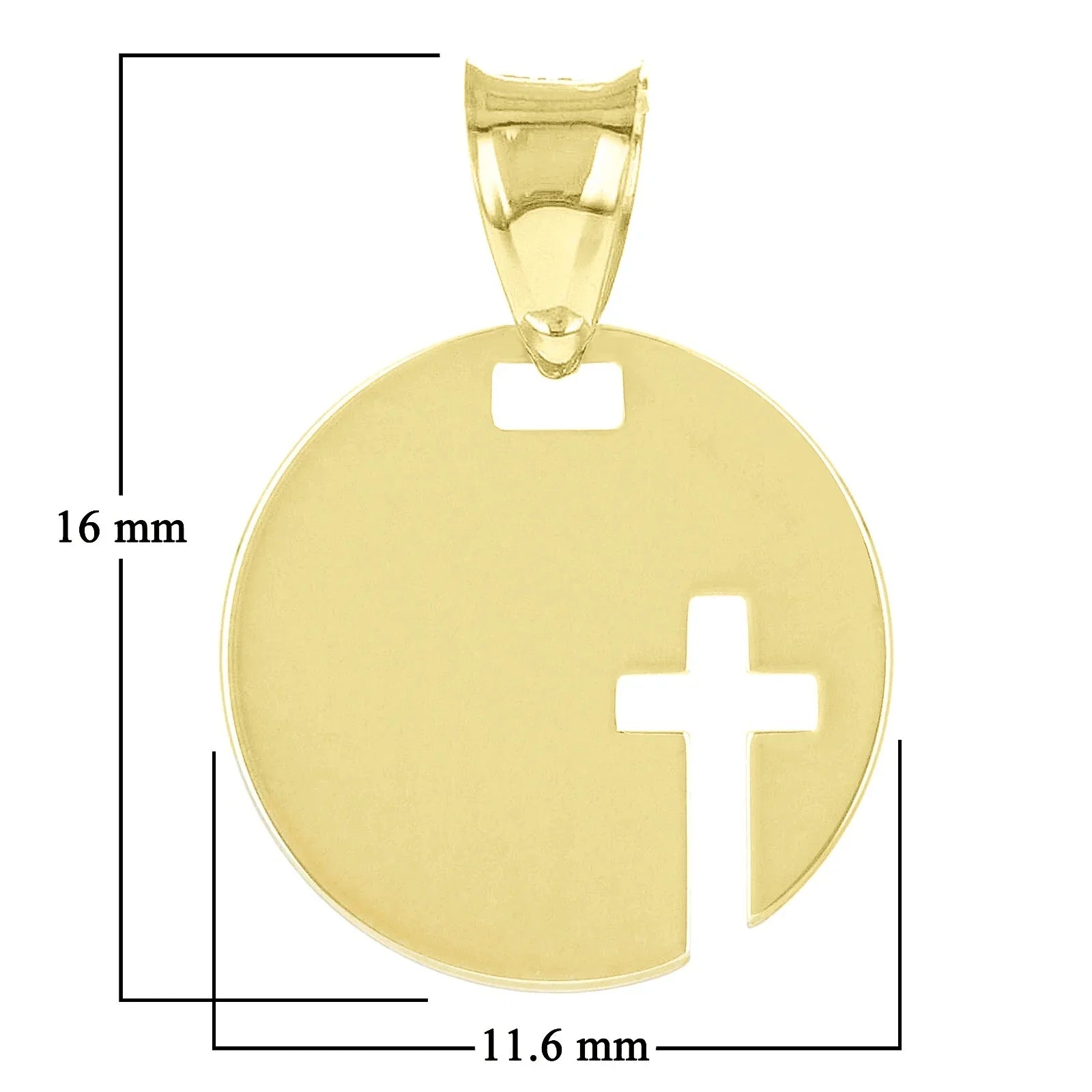 Italian 14k Yellow Gold Small Cross Cut Out Disc Religious Charm Pendant 0.5gram - Jewelry Store by Erik Rayo