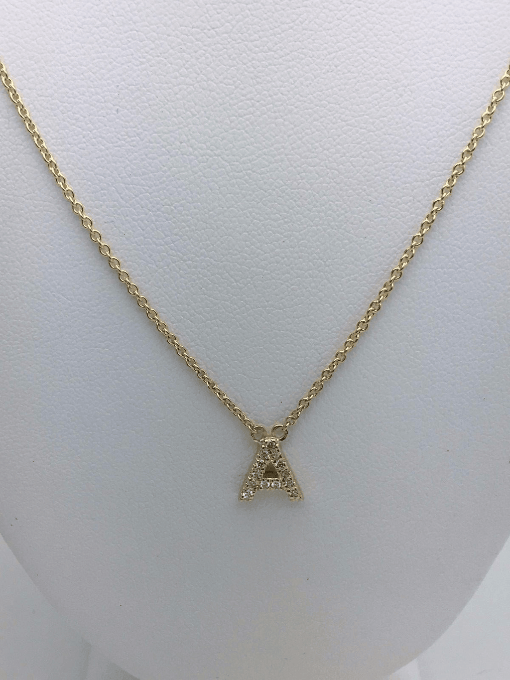 14k Yellow White or Rose Gold Diamond Initial Letter A Pendant Necklace 18" - Jewelry Store by Erik Rayo