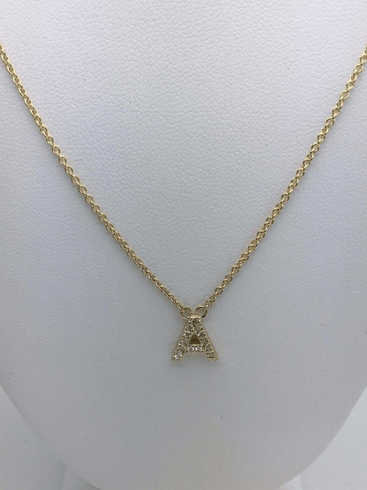 14k Yellow White or Rose Gold Diamond Initial Letter A Pendant Necklace 18" - Jewelry Store by Erik Rayo