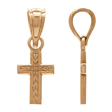 Load image into Gallery viewer, 14K Yellow White or Rose Gold Small Cross Pendant Religious Charm
