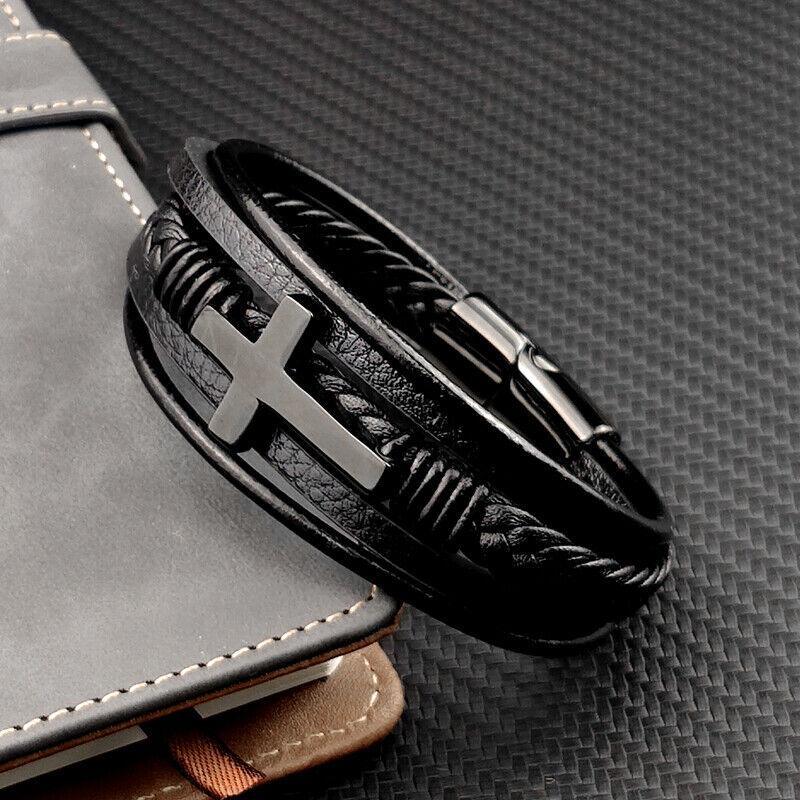 Leather Cross Bracelets Jesus Christian Symbol - Jewelry Store by Erik Rayo