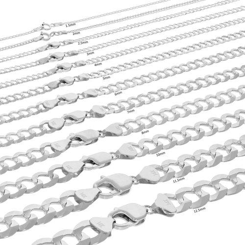 14K White Gold Cuban Necklace Chains Men Women Kids Real Genuine Gold - Jewelry Store by Erik Rayo