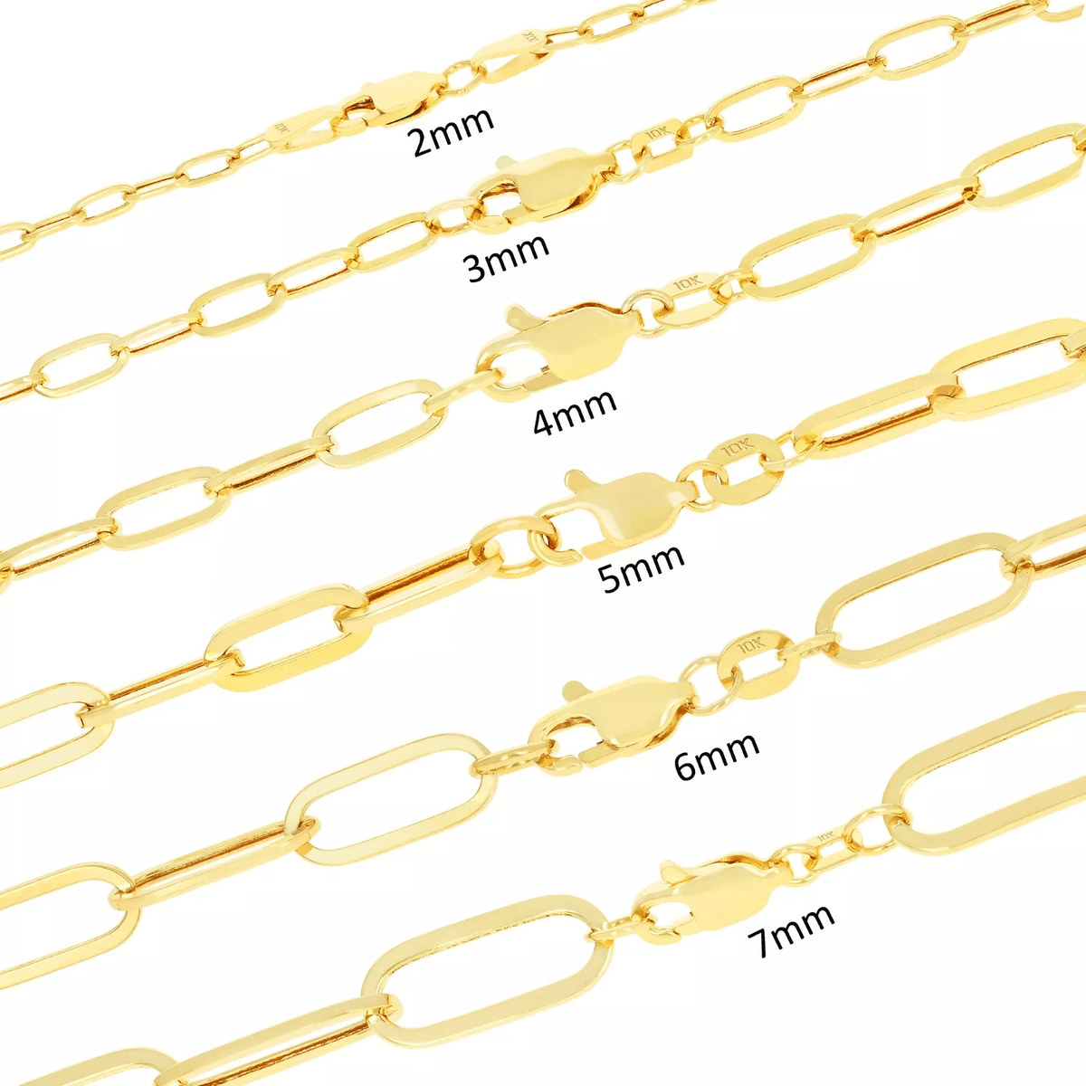 14K Gold Paper Clip Necklace Chains Men Women Kids Real Genuine Gold - Jewelry Store by Erik Rayo
