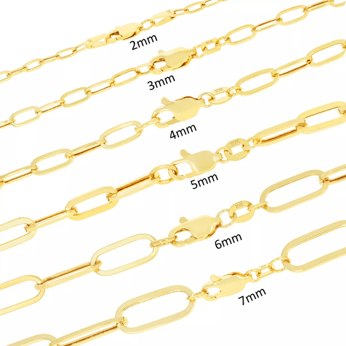 14K Gold Paper Clip Necklace Chains Men Women Kids Real Genuine Gold - Jewelry Store by Erik Rayo