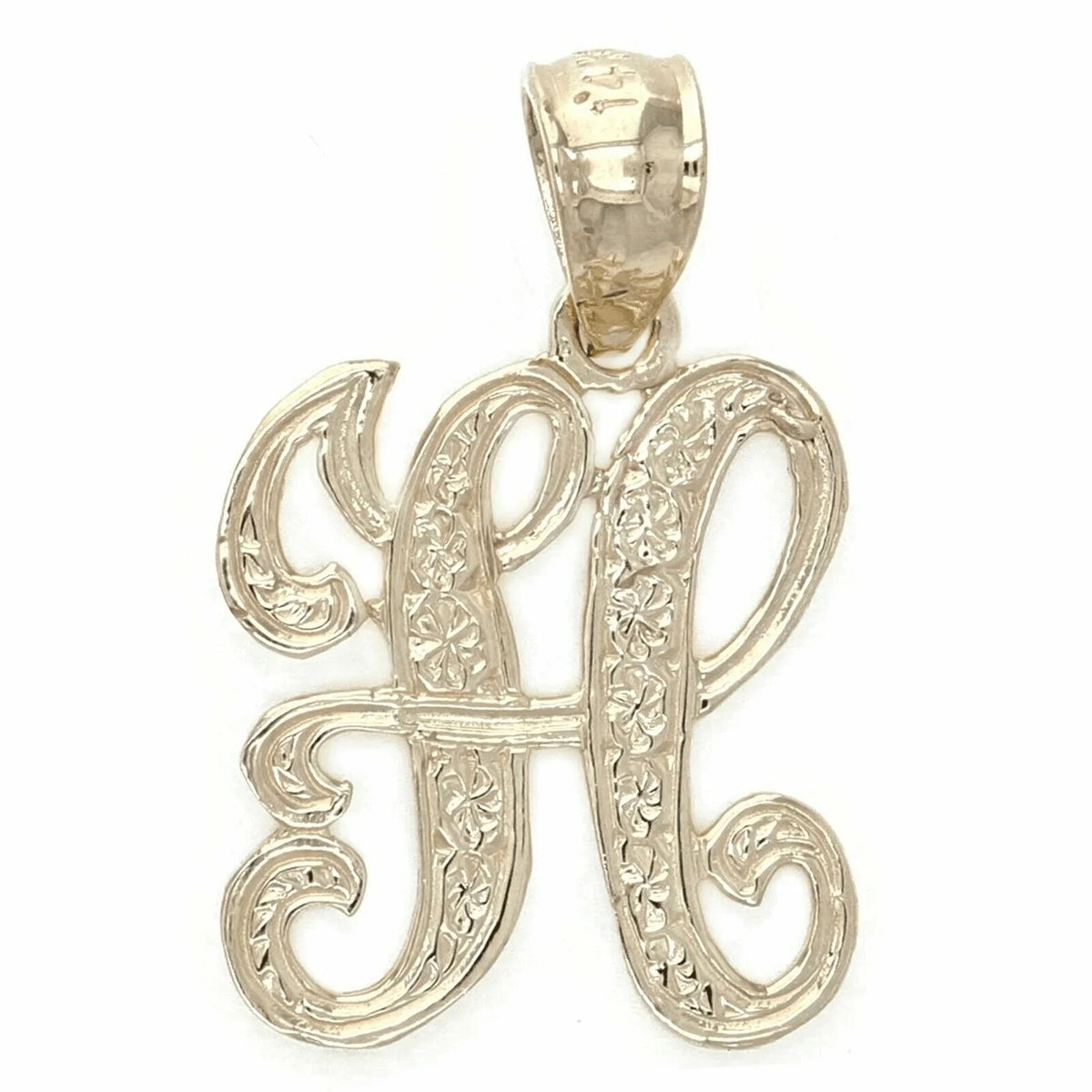 14k Yellow or White Gold Initial Letter H Alphabet A-Z Charm Pendant - Jewelry Store by Erik Rayo